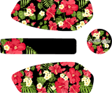 RED ON BLACK TROPICAL FLORAL DECALS