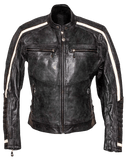 Black leather electric bike electric motorcyle jacket with armor at www.custom-ebike.com