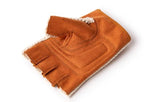 White knit and leather fingerless glove for bikes and electric bikes